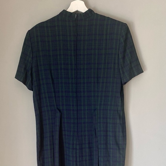 Vintage Navy and Green Plaid Dress - Picture 6 of 9